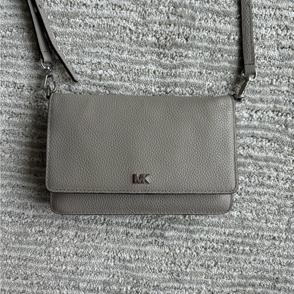 Michael Kors Gray Pebbled Leather Crossbody